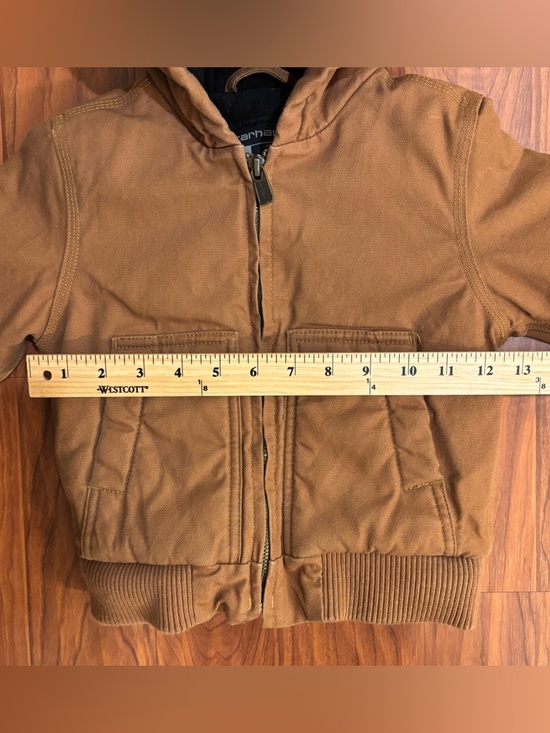 Carhartt Quilted Duck Jacket Logo Patch Boys 2T Brown Tan - Picture 3 of 8